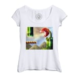 T-Shirt Femme Col Echancré Mario Niveaux Sanglants Jeux Video Plates Formes