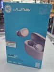 JLab Air True Wireless Lilac earbuds. 30+ hours Bluetooth playtime.