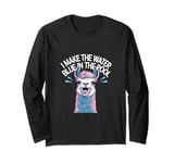 Funny Llama "I Make The Water Blue in The Pool" Graphic Long Sleeve T-Shirt