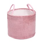 OHS Teddy Fleece Storage Blanket Basket Laundry Wash Bathroom Toy Hamper with Handles Home Stair Decor Tidy Picnic Organiser Clothes Foldable - Blush Pink