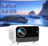 Videoprojecteur 4K,Projecteur Video Full HD 1080p,Videoprojecteur Focus Électrique,Correction Trapèze Android WiFi 6 BT5.2. Retroprojecteur Rotation à 360°,Compatible USB/HDMI,Blanc