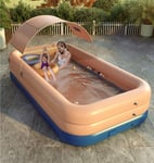 XLBHSH Inflatable Pool with Canopy,Family Lounge Pool, Inflatable Lounge Pool for, Kiddie, Kids, Adult, Outdoor, Garden, Backyard, Summer Water Party 260 x160x 68cm,Pink