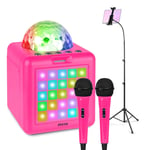 Karaoke Machine Speaker System with Lights, Microphones & Tablet Stand- KAR15P