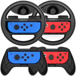 4 packs Poignees de volant de course FONGWAN pour manettes de jeu de la Nintendo Switch Joy-Con - Noir