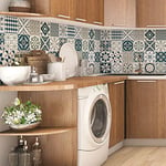 Stickers Carrelage Adhésif 10x10 cm - Sticker Autocollant Carreaux de ciment – Décoration Murale Stickers Carrelage pour Salle de Bain et Cuisine - Carreaux de ciment adhésif mural - 24 pièces