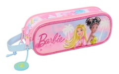 Safta BARBIE PAINTERLY Trousse double pour enfant, idéale pour les enfants d'âge scolaire, confortable et polyvalente, qualité et résistance, 21 x 6 x 8 cm, Rose/bleu ciel, M, Décontracté