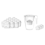 Philips Cartouches filtrantes d'eau, pack de 12, Brita compatible, réduit MICROPLASTIQUE, CHLOR & Carafe filtrante Philips +3 cartouches filtrantes de remplacement Micro X-Clean, débit rapide, blanc