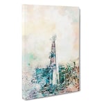 Big Box Art The Shard Building London in Abstract Canvas Wall Art Framed Picture Print, 30 x 20 Inch (76 x 50 cm), White, Greige, Turquoise, Brown, Olive, Green