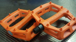 DMR V6 Plastic Pedals (PAIR) Mountain BMX (9/16") Flat Platform (NEW) ORANGE