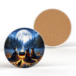 A Coven Of Witches Spiritual Artwork On Ceramic Round Coaster