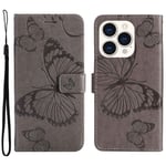 Trolsk Imprint Big Butterfly Wallet (iPhone 14 Pro) - Harmaa