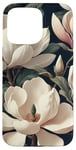 Coque pour iPhone 15 Pro Max Magnolias crémeux élégants sur fond sombre