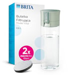 BRITA Bouteille filtrante vert clair (600 ml) avec 2 filtres MicroDisc – Bouteille filtrante portable pour l'hydratation en déplacement, filtre le chlore, les impuretés organiques, les hormones et les