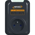 INFOSEC S1 USB NEO - Unité de distribution secteur - CA 230 V - 3680 Watt (3 pôles (France/Belgique), 2 x USB)