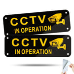 SINMAO CCTV In Operation Sign Outdoor Small Size 15×5cm CCTV Sign For Camera or Security Camera Waterproof,Anti-Scratch-Stickers and Pre-Drilled Holes CCTV Recording Sign/Home Security Sign 2 Pack