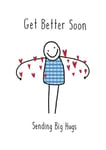 Get Well Soon Card Male Female Sending Big Hugs Happy As Larry Design FREE P&P