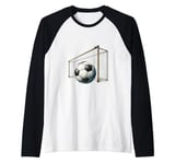 Soccer Ball Goal Graphic Raglan Baseball Tee