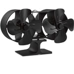 Ventilateur De Poele a Bois Double Tete 8 Pales - Ventilateur de poele a air chaud - noir