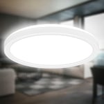 B.K.Licht - Plafonnier LED à lumière indirecte, 3cm d'épaisseur, lumière blanc neutre, lampe LED, plafonnier LED, lampe de salon, panneau LED, lampe de cuisine, éclairage de plafond, 24x3 cm, blanc