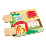 Fisher-Price La Planche en Bois des Animaux de la Ferme, activités pour l’éveil des bébés et Tout-Petits à partir de 1 an, JCY33