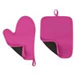 Premier Housewares Oven Glove and Pot Holder Set - Hot Pink