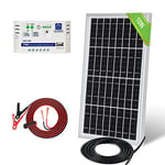 ECO-WORTHY 10 Watts 12 Volt Solar Trickle Charger Car Battery Maintainer Solar Panel Kit: 1pc 10W 12V Monocrystalline Solar Panel with 10A Charge Controller and Cables for 12 Volt Battery Motorhome