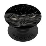 Art linéaire de la ligne de l'océan avec raie manta Stingray PopSockets PopGrip Interchangeable