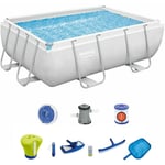 Pack Piscine Rectangulaire Bestway Frame 287x201x100 cm Épurateur, Echelle, Kit de Nettoyage et Doseur de Chlore