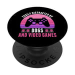 Easily Distracted by Video Games and Dogs Gamer Women Girls PopSockets Adhesive PopGrip