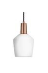 Sleek Opal Glass Schoolhouse Pendant Light, 5.5 Inch, White, Copper Holder