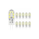 G4 2W LED-lampa, motsvarande 20W halogenlampa, kallvit 6000k, 12V AC/DC - 10-pack