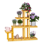 Relaxdays Etagère pour Fleurs en Bois, escalier à Plantes de Plusieurs étages, 94,5 x 104 x 25 cm, sur Pieds, Orange