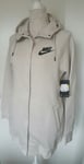 WOMENS NIKE NSW RALLY HOODIE JACKET SIZE S (857394 072) BEIGE / BLACK