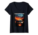 Womens Explore The Path Less Taken bear hiking camping mountains V-Neck T-Shirt