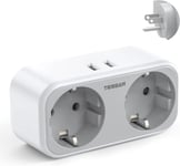 TESSAN Adaptateur Prise USA, Adaptateur USA 4 en 1, Adaptateur Prise Canada avec 2 Prises et 2 USB 2.4A, Adaptateur Prise USA vers France pour Canada Mexique Dominicaine Thaïlande, Prise USA