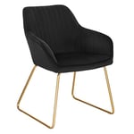 WOLTU 1x Chaise de Salle à Manger, Moderne Chaise de Cuisine, Fauteuil scandinave, Chaise Coiffeuse, pour Salle de Séjour, Chambre à Coucher, Cuisine, en Velours et métal Noir BH246sz-1