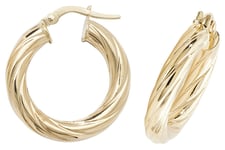 James Moore TH ER1059-15 9ct Yellow Gold 15mm Hoop Earrings Jewellery