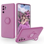 SouliGo Huawei P30 Pro Case Silicone Soft Gel Rubber Cover, 360° Ring Holder Kickstand for Magnetic Car Mount Slim Anti-Scratch Protective Shockproof Phone Case for Huawei P30 Pro 6.47" - Lilac Purple