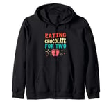 Retro Valentines Day Gender Reveal Eating Chocolate For Two Zip Hoodie