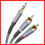 Cotton Braided 3.5mm to RCA Audio Cable, 7.6M - Durable Male to Male Connection