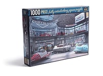 Fallout 1000-Piece Jigsaw Puzzle - A Busy Day - Depicting The Chryslus Showroom at its Peak, Full of customers Cars