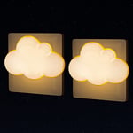 Annmore Veilleuse Nuage Prise Électrique [Lot de 2] Lampe Nomade Enfant de Nuit avec Capteur Crépusculaire, Petite LED Applique pour Chambre de Bébé, Lampe Mural Couloir, Escalier Éclairage