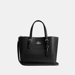 Coach Womens Mollie Tote 25 in Crocodile-Embossed Leather - Black - One Size