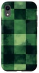 Coque pour iPhone XR Vert abstrait damier Happiness is Being a Grandma