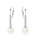 Blue Pearls Womens White Freshwater Pearl, Diamonds Dangling Earrings and gold 750/1000 - One Size