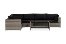 Nordic Outdoor - Bora 5-sits Loungesoffa inkl Bord m Hylla Grå - Konstrotting - Loungegrupp