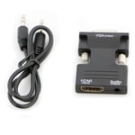 noir - Adaptateur HDMI vers VGA avec port Audio, convertisseur vidéo femelle, 3.5mm, jack 1080P, pour PC port