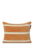 Striped Organic Cotton Velvet Pillow Orange Lexington Home