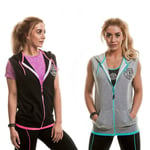 Golds Gym Ladies Sleeveless Zip Hooded Sweater Hoodie Muscle Joe Hoody Top Xs-l