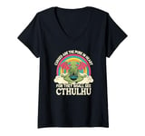 Womens Funny Cthulhu Mythos Quote, Retro Yoga Cthulhu V-Neck T-Shirt